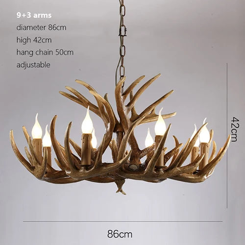 DecorBites™ Deer Antler Chandelier: American Retro Resin Horn Lamps for Rustic Home Decor