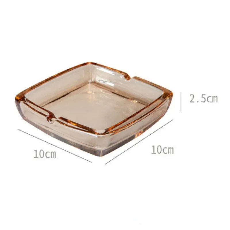 Dlight Decor Classic Square Crystal Glass Ashtray Transparent Smoke Tray for Home, Bar & Office